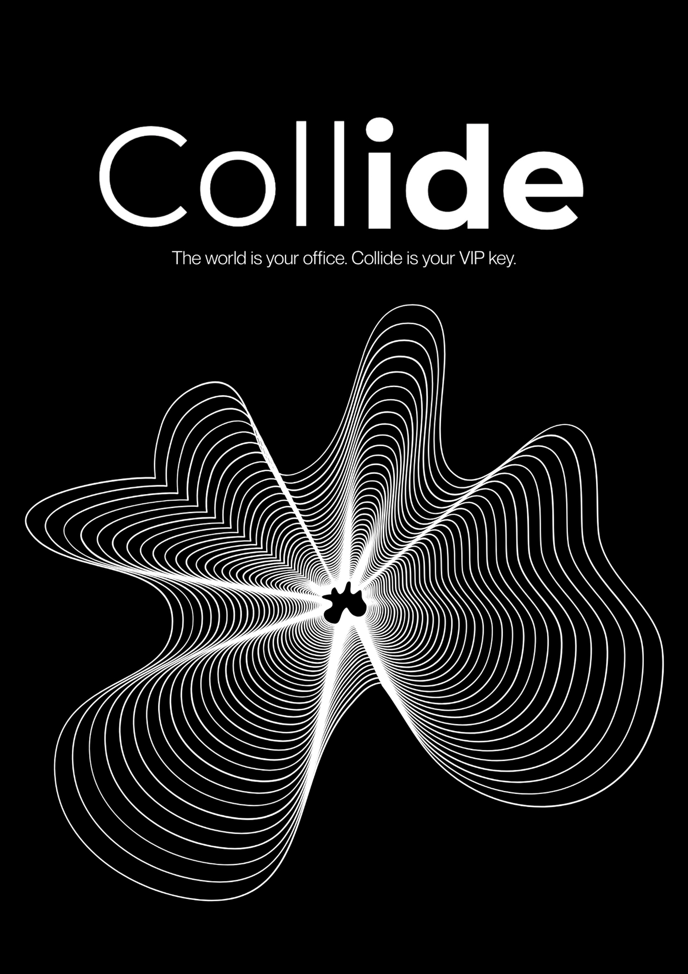 Collide poster — kinetic line-art identity exploration